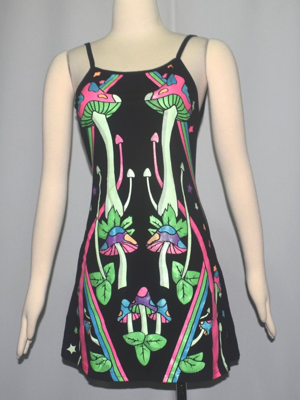 Strange Mushroom Print Magic Glow In The Dark Dress Club Exx Dolls Kill Rave M